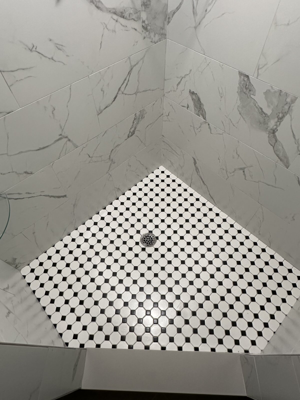 Black & White Hexagon Floor — precision cuts and alignment in every tile